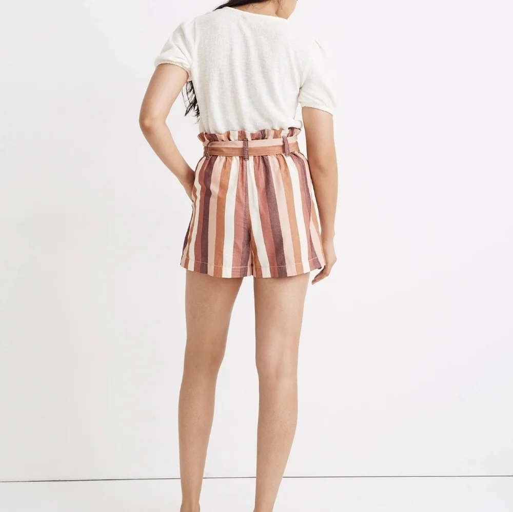 MADEWELL PAPER BAG High Rise RAINBOW STRIPE Brown Tan CREME 6 - Picture 3 of 9